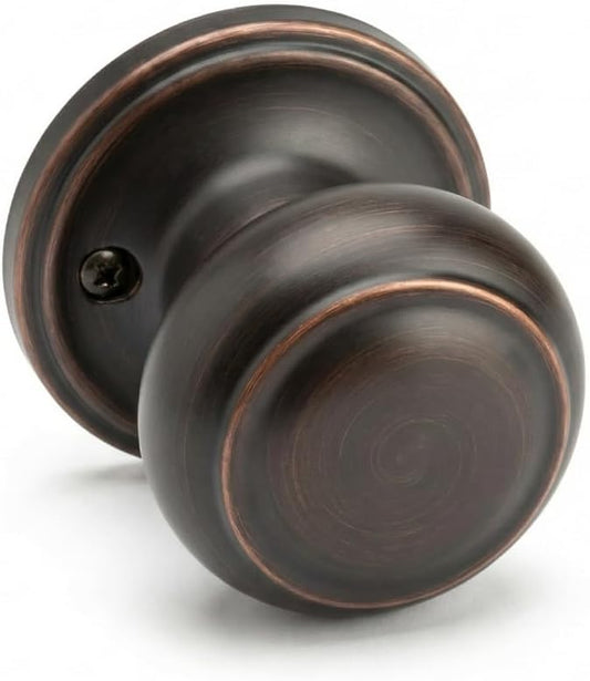 Copper Creek Colonial Dummy Interior Door Knob – ANSI Grade-3 Certified, Modern Heavy Duty Handle, Easy Install and Reversible for French Doors and Closets, Non Turning – Tuscan Bronze (1 Pack)