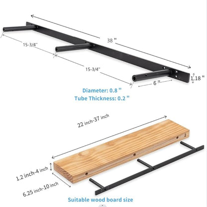 Heavy Duty Floating Shelf Bracket 38 inch, Hidden Shelf Bracket for Mantel and Shelving, Max Load 200 lbs if Mounted on Studs, Invisible Bracket for Floating Shelves (with Premium Build kit)