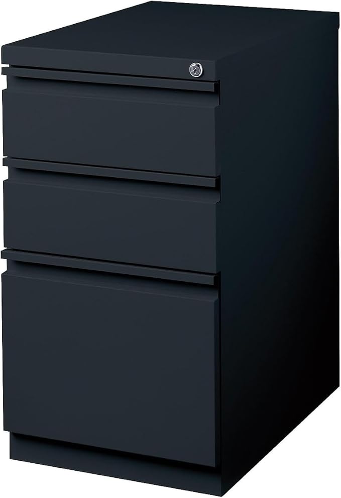 STAPLES 3-Drawer Vertical File Cabinet, Letter Size Documents, Lockable & Mobile, 23" D x 15" W x 27.75" H, Black