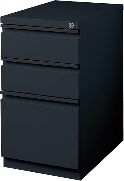 STAPLES 3-Drawer Vertical File Cabinet, Letter Size Documents, Lockable & Mobile, 23" D x 15" W x 27.75" H, Black