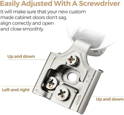 Ravinte 50 Pack 25 Pairs 3/8 inch Overlay Soft Close Hinges for Kitchen Cabinet Hinges Satin Nickel Hidden Hinges Stainless Steel Concealed Hinge self Closing