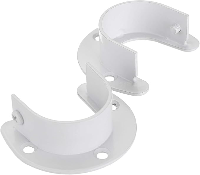 OwnMy 4 Packs Closet Rod End Supports Brackets 1-1/2" Diameter, U Shaped Stainless Steel Closet Pole Sockets Flange Rod Holder for Closet Wardrobe Shower Curtain (White)