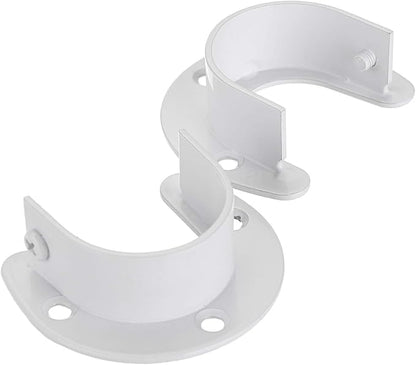 OwnMy 4 Packs Closet Rod End Supports Brackets 1-1/2" Diameter, U Shaped Stainless Steel Closet Pole Sockets Flange Rod Holder for Closet Wardrobe Shower Curtain (White)