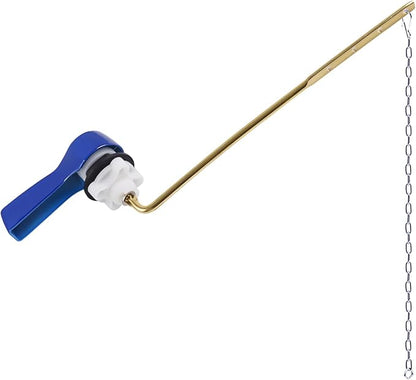 Hibbent Universal Metal Front Mount Toilet Handle Replacement Kit, Brass Toilet Flush Tank Lever with Stainless Steel Flapper Chains for Most Toilets, Blue