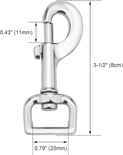 Swivel Snap Hooks Heavy Duty Dog Leash Hook Trigger Clip Clasp for Linking Pet Leash Collar, Key Chain, Dog Playpen (3-1/2" (8cm), 0.79", 10 Pack)