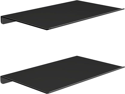 MKO 8" Small Floating Shelves for Wall, Metal Wall Mounted Shelf for Bathroom, Bedroom, Living Room, Kitchen, Little Mini Tiny Display Hanging Shelves for Books/Storage/Room Decor 2 Packs, Black
