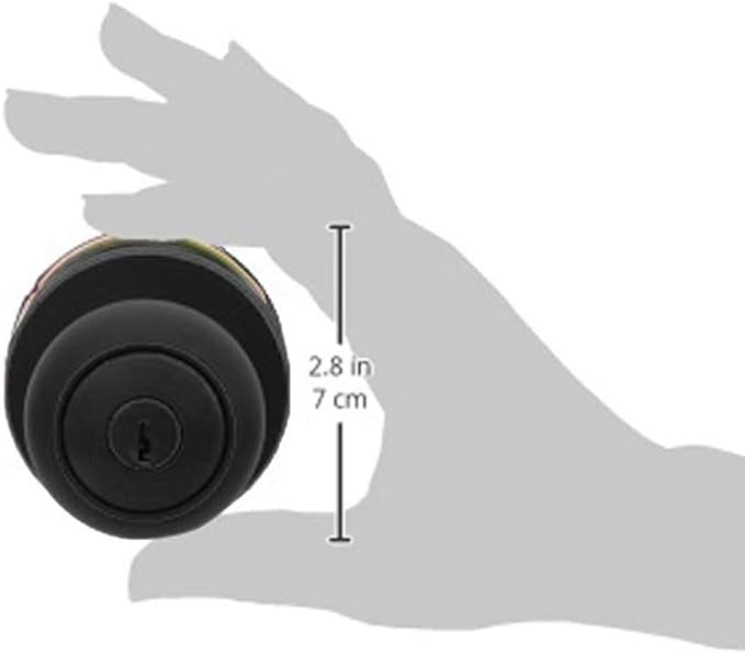 Amazon Basics Exterior Door Knob With Key Lock and Deadbolt, Keyed Alike, Coastal, Matte Black