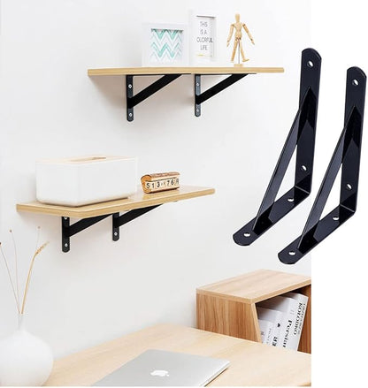 Shelf Brackets 4 Pcs Heavy Duty Triangle Shelf Brackets 6 in X 4 in Metal Shelf Support Angle Brackets Black Wall Shelf Brackets with Screws for Shelves Support DIY