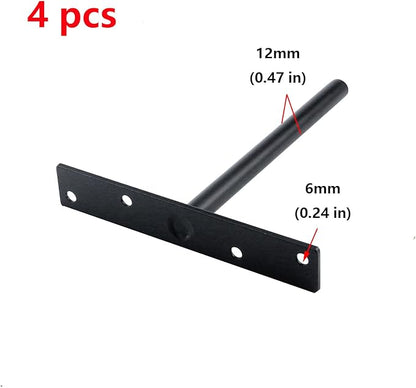 Antrader 4PCS Black Floating Shelf Brackets Blind Hidden Bracket Shelf Support Steel Wall DIY Heavy Duty Screws and Wall Plugs Included, Rod Length 6.1″