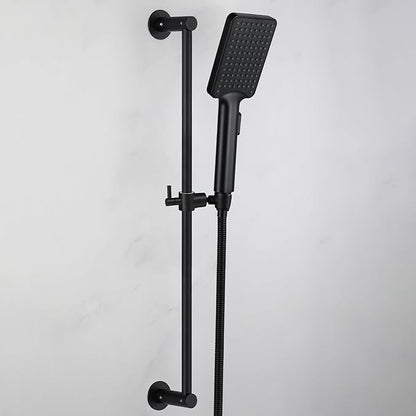 Shower Slide Bar Adjustable Handheld Shower Head Holder Wall Mount - 30inch All-Metal Shower Head Slide Bar Compatible with Bathroom Drill Free Glue Installation - Black
