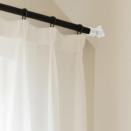 Shower Rod Holders for Wall - Angled 25mm Bracket & Rotation Knob Set, Includes Screws & Plugs for Sloped Ceiling (2, White)