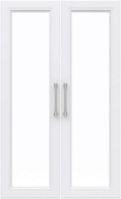 ClosetMaid Modular Storage Pair Set, 2 Glass Pane Doors, Wood Closet Organizer Shaker Style, Add On Accessory for Shelf Units, White, 34.88" H x 21.02" W x 1.81" D