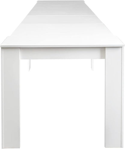 Transformer Table, Expandable Dining Table for 10-12 People, Folding Console Table Space Saving Furniture for Small Apartments, White