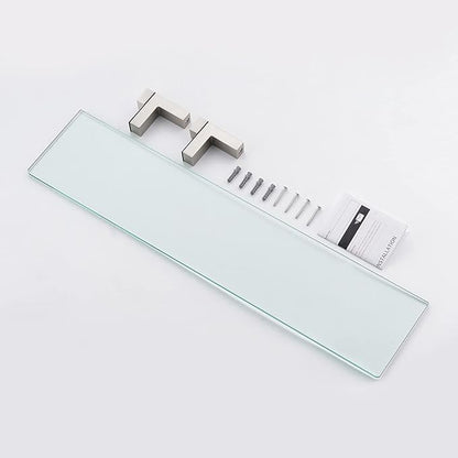 KES 24 Inch Bathroom Glass Shelf Wall Mounted Tempered Glass Shelf Brushed Nickel Finish, BGS3201S60-2