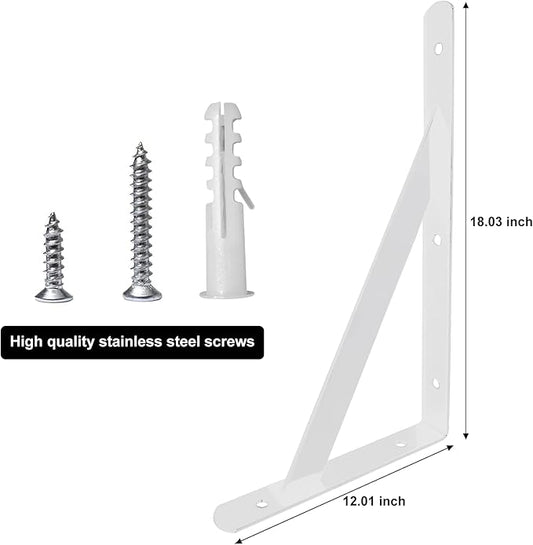 Shelf Brackets 18 Inch x 12 Inch, Heavy Duty Shelf Brackets 4 6 8 10 12 14 16 18 20 Inch, L Brackets Heavy Duty for Shelf Support