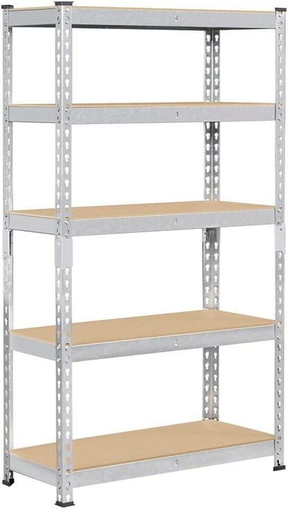 Topeakmart 5-Tier Utility Shelves, Metal Storage Shelves, Adjustable Shelving Units, Boltless Assembly, Garage Shelves Shed Shelving for Warehouse Garage Shed Basement- Silver, 27.5 x 12x 60 Inch