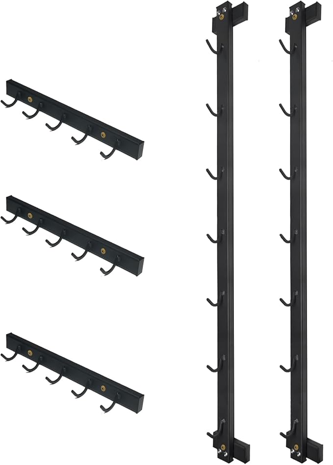 Wall Mounted Lat Pull Down Bar Organizer with Hooks, Home Gym Storage Rack for Lat Pulldown Attachments, Cable Attachments Rack for Gym Accessories