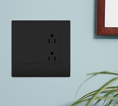 Legrand - OnQ Single Gang Keystone Phone Wall Plate or Cable Wall Plate, Keystone Wallplate, High-Impact Flame Retardant Plastic, Black, 25 Pack, WP3410BK