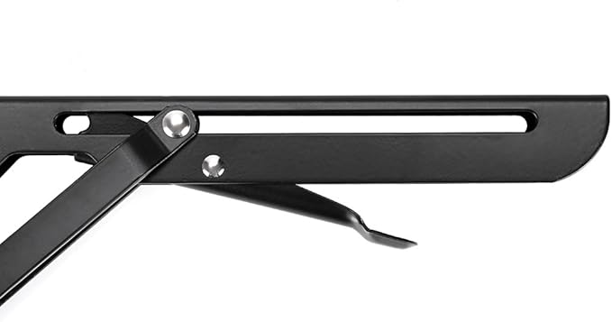 Sumnacon Sturdy Folding Shelf Brackets - Heavy Duty Metal Triangle Table Bench Folding Shelf Bracket 10 Inch, 2 Pcs Folding Shelf Hinge Wall Mounted, Max Load 132lb (Black)