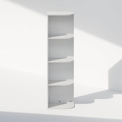 Furinno Reed Corner Shelf, 4-Tier Corner Bookshelf, Book Shelf, Corner Shelves, Storage Rack, for Organization and Storage, Home Office, Living Room, White