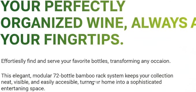 NutriChef Bamboo Wine Rack Freestanding Floor, 8-Tier Wooden Wine Storage Shelf Holds 72 Bottles, Stackable Wine Stand and Wine Holder for Bar, Kitchen, Cabinet, or Cellar Display