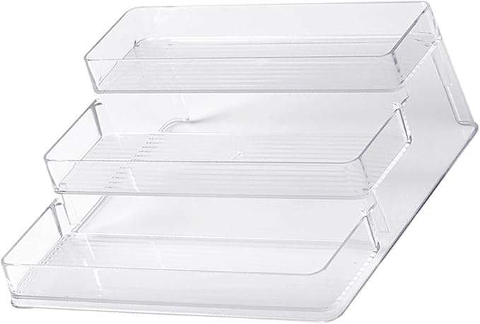 Nail Polish Organizer Holder Rack Shelf Multifunctional Transparent 3 Tier Display Stand for Desk Beauty Storage PET Material 26x23.8x10.2cm