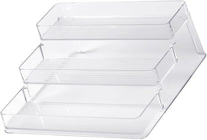 Nail Polish Organizer Holder Rack Shelf Multifunctional Transparent 3 Tier Display Stand for Desk Beauty Storage PET Material 26x23.8x10.2cm