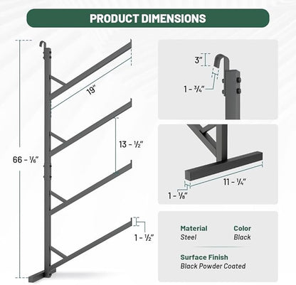 Yeeoy 4 Pack Shipping Container Shelving Brackets, 4 Tier Shipping Container Shelves, Steel Pipe Rack, Heavy Duty Adjustable Shelf Brackets for Containers Warehouse Garage, 18" L x 64" H