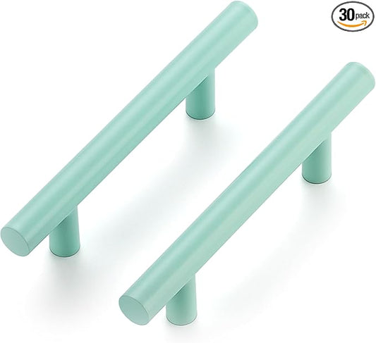 Ravinte 30 Pack | 5 Inch Cabinet Pulls Green Stainless Steel Kitchen Drawer Pulls Cabinet Handles 5 InchLength, 3 Inch Hole Center