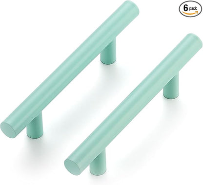 Ravinte 6 Pack | 5 Inch Cabinet Pulls Green Stainless Steel Kitchen Drawer Pulls Cabinet Handles 5 InchLength, 3 Inch Hole Center