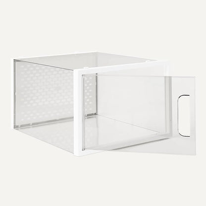 Amazon Basics Stackable and Foldable Clear Shoe Storage Organizer Box, Large, 12-Pack