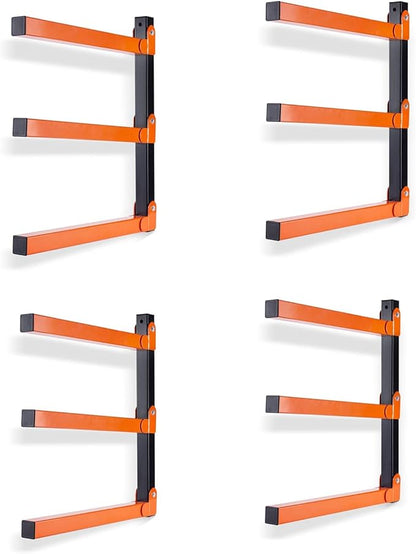 BeBecome Lumber Storage Rack Wall Mounted, 4 pcs Heavy Duty Utility Rack for Garage & Warehouse, Metal Wood Organizer for Lumber, Pipes, Long Items, Space Saving Wall Storage System