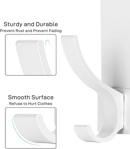 Over The Door Hooks, Door Hanger Hooks for Hanging, Over The Doors Towel Racks for Bathroom with 10 Coat Hook, 2 Pack, Silver, Fit 1-3/4" Doors