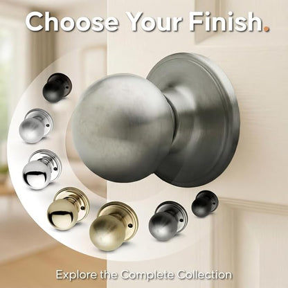 Copper Creek Dummy Interior Door Knob – ANSI Grade-3 Certified, Modern Heavy Duty Handle, Easy Install and Reversible for French Doors & Closets, Non Turning – Satin Stainless (1 Pack)