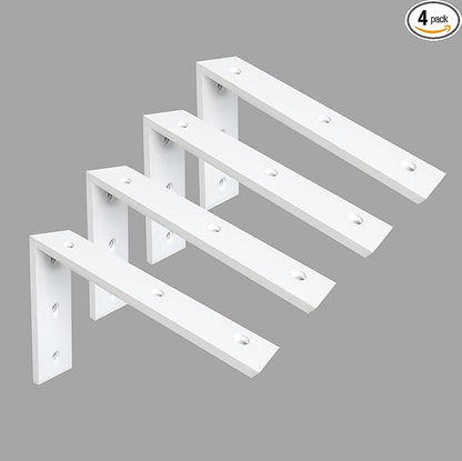 Countertop Support Bracket 4 Pack - 10 Inch Heavy Duty 3/8" Thick White Granite L Bracket 10"x6"x2.5" - Shelf Mantel Corbels for Quartz/Wood/Concrete/Laminate
