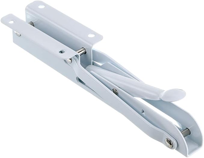 Sumnacon Sturdy Folding Shelf Brackets - Heavy Duty Metal Triangle Table Bench Folding Shelf Brackets, 2 Pcs Folding Shelf Hinge Wall Mounted (8 Inch, White)