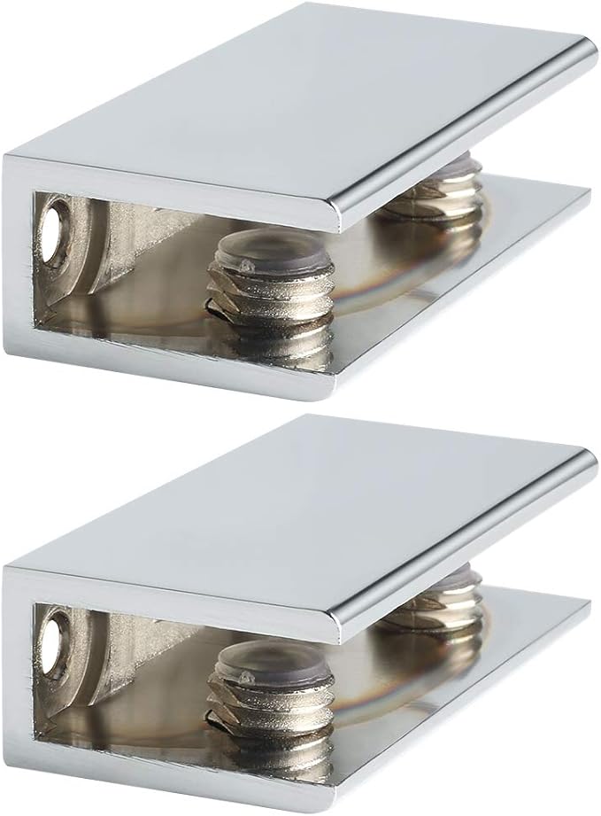 Alise Glass Shelf Bracket Adjustable Shower Brackets,Shelf Bracket Holder for 6-10mm Glass Shelves,Wall Mount Clamps Clip Support Hardware Replacement Parts,Polished Chrome 2 Pcs