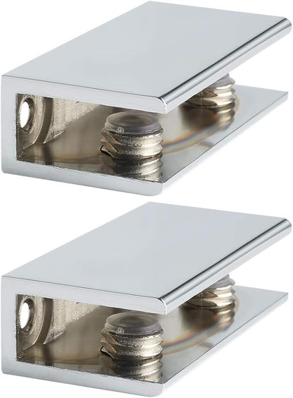 Alise Glass Shelf Bracket Adjustable Shower Brackets,Shelf Bracket Holder for 6-10mm Glass Shelves,Wall Mount Clamps Clip Support Hardware Replacement Parts,Polished Chrome 2 Pcs