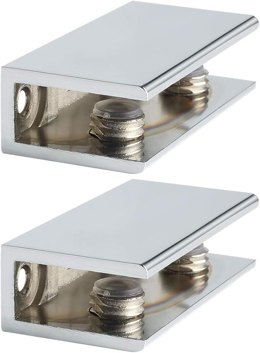 Alise Glass Shelf Bracket Adjustable Shower Brackets,Shelf Bracket Holder for 6-10mm Glass Shelves,Wall Mount Clamps Clip Support Hardware Replacement Parts,Polished Chrome 2 Pcs