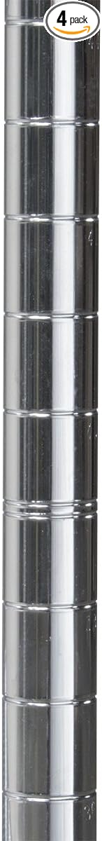 Akro-Mils AWP74UPRIGHT 74-Inch NSF Certified Industrial Grade Chrome Wire Shelf System Upright Leg Post Poles, (4 Pack), Silver