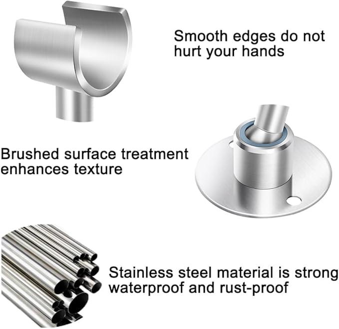 Shower Head Holder Wall Mount,Stainless Steel Handheld Shower Head Holder,Adjustable Shower Spray Holder Metal Shower Head Bracket,Brushed Finish