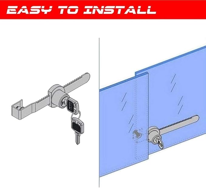 Sliding Glass Door Ratchet Lock with Chrome Finish, Keyed Alike Showcase Display - 2 Pack