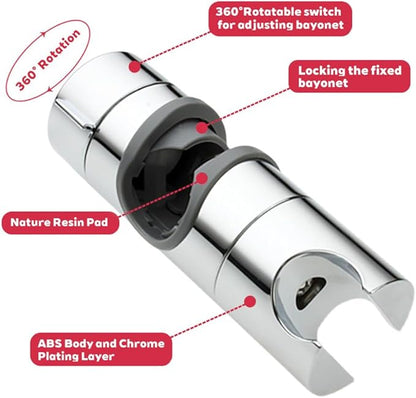 Kaxich Replacement Hand Shower Bracket for Slide Bar 19-25MM Adjustable Rail Shower Head Holder, Chrome Finished