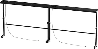 Aduanbang Adjustable Height Narrow Console Table with 2 Power Outlets, 78.8" Long x 5.9" Wide, Slim Behind Sofa Table, Black – Ideal for Living Room, Entryway, or Hallway