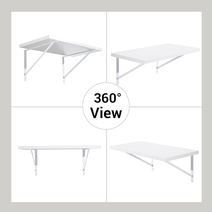 HOME MASTER HARDWARE 20 x 13 inch Heavy Duty Shelf Brackets, 6-Pack White Metal L Brackets - 90 Degree Angle Supports for Wall Mounted Wood Shelving, Floating Shelves with Screws