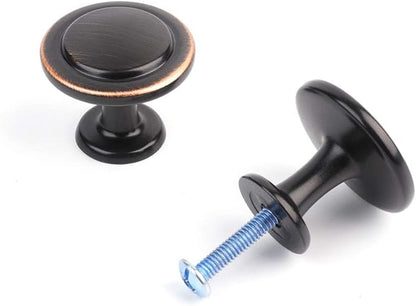 KOOFIZO Round Cabinet Knobs Oil Rubbed Bronze Cabinet Pulls, Dia. 1-1/4 Inch, 10 Pack Bronze Drawer Knobs for Kitchen Cabinets 1960 Drawers Dresser Cupboard Bedroom Bathroom