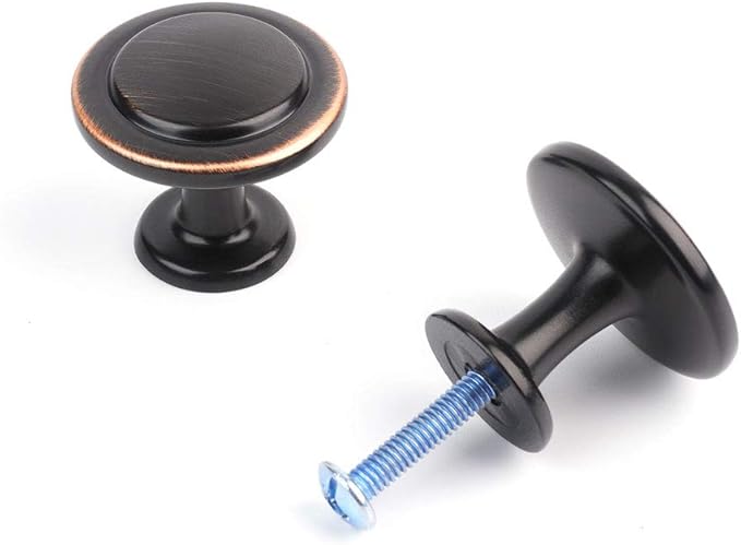 KOOFIZO Round Cabinet Knobs Oil Rubbed Bronze Cabinet Pulls, Dia. 1-1/4 Inch, 20 Pack Bronze Drawer Knobs for Kitchen Cabinets 1960 Drawers Dresser Cupboard Bedroom Bathroom