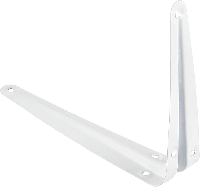 ZOENHOU 24 Pack 6 x 8 Inch White Shelf Brackets, Heavy Duty L Bracket Support with 144 Screws and 72 Expansion Tubes, Metal Wall Corner Angle Shelving Shelf Bracket for Wall Hanging Shelves