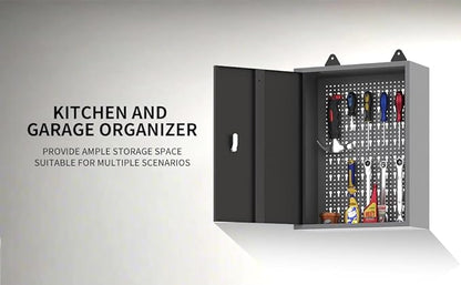 JZD Steel Wall Mounted Storage Cabinet, Metal Hanging Tool Cabinets, for Garage Workshop, Black & Grey