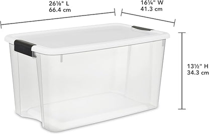 Sterilite 12-Pack Ultra Latching Box, Storage Bins with Lids, Clear Plastic, 70 Quart - Heavy-Duty Organizing Containers for Closet, Bathroom, and Office